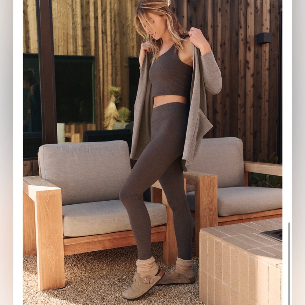 Pact Chocolate Heather Organic Cotton Blend Racerback Crop Top